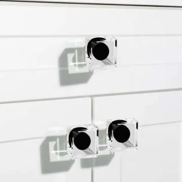 Black Matte Kitchen Cabinet Drawer Knobs 4 Crystal Brushed Cabinets Pulls Knob, Solid Base Closet Cu...