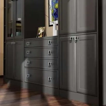 Black Matte Kitchen Cabinet Drawer Knobs 4 Crystal Brushed Cabinets Pulls Knob, Solid Base Closet Cupboard Dresser Drawers Hardware Handles, Golden Bathroom Bedroom Pull Single Hole Satin Brass Knobs