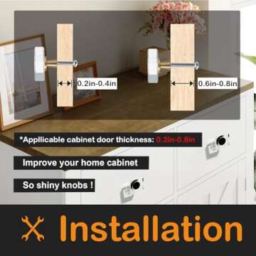 Black Matte Kitchen Cabinet Drawer Knobs 4 Crystal Brushed Cabinets Pulls Knob, Solid Base Closet Cupboard Dresser Drawers Hardware Handles, Golden Bathroom Bedroom Pull Single Hole Satin Brass Knobs