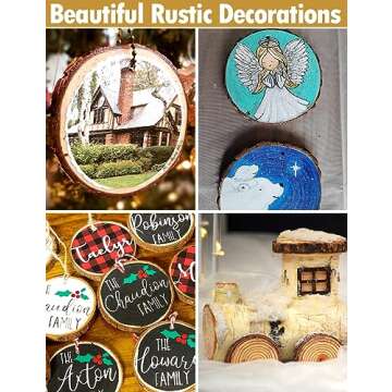 wohohoho 32pcs 3.2-3.6 inches Natural Wood Slices, Unfinished Craft Wood Kit Predrilled with Hole Thickened Wooden Circles with Bark for DIY Ornaments Christmas Wedding Decorations Wood Coasters Tags