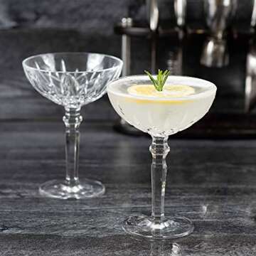 HISTORY COMPANY Chez Paree 1933 Nightclub-Inspired Chicago Cocktail Coupe Glass 2-Piece Set for Craf...