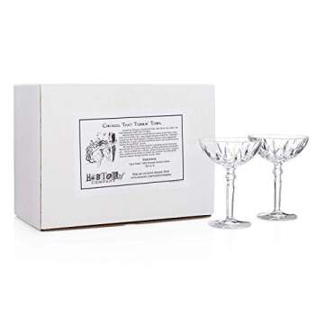 HISTORY COMPANY Chez Paree 1933 Nightclub-Inspired Chicago Cocktail Coupe Glass 2-Piece Set for Craft Cocktails (Gift Box Collection)