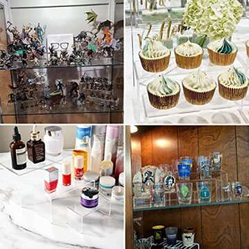 6 Pcs Large Acrylic Risers, 4" Widen Clear Rectangular Amiibo Funko POP Figures Acrylic Display Stan...