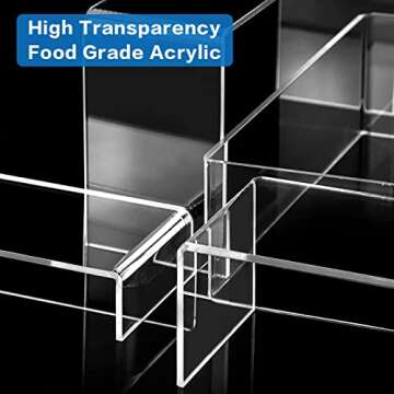 6 Pcs Large Acrylic Risers, 4" Widen Clear Rectangular Amiibo Funko POP Figures Acrylic Display Stand, Showcase Collectibles Display Risers Shelf for Organize and Decoration