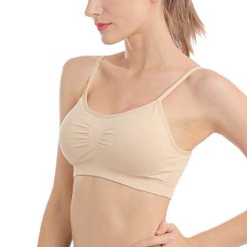 B.BANG Padded Bralettes for Women Seamless Strappy Sports Bra Comfortable Mini Yoga Camisole Bras