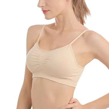 B.BANG Padded Bralettes for Women Seamless Strappy Sports Bra Comfortable Mini Yoga Camisole Bras