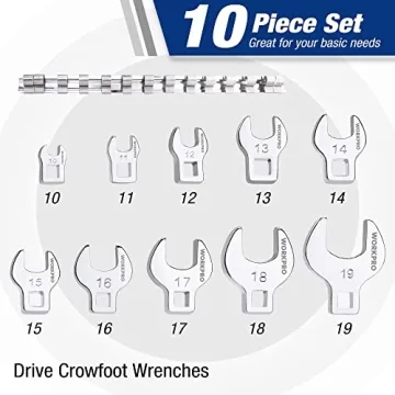 WORKPRO Crowfoot Wrench Set - 10-Piece Metric Set
