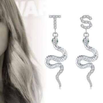 Snake Dangle Earrings for Women，T&S Jewelry Snake Earrings, T&S Earrings Silver Outfit For Eras Music Lovely Gift Singer Song Inspired Fans Gift