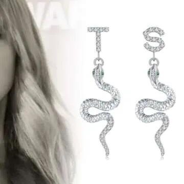 Snake Dangle Earrings for Women，T&S Jewelry Snake Earrings, T&S Earrings Silver Outfit For Eras Music Lovely Gift Singer Song Inspired Fans Gift