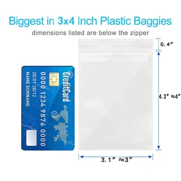 3" x 4" Small Plastic Bags, 100PCS Resealable Zipper Poly Bags, 2 Mil Thick Reclosable Storage Bags - Great for Small Items, Jewelry Supplies, Beads, Screws and Party Favors