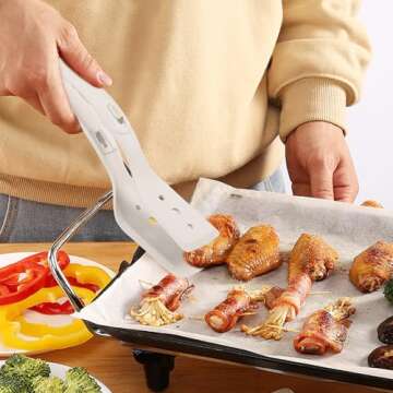 Alipis 2 in 1 Grip and Flip Spatula Tongs Silicone Egg Flipper Tong Bread Pancake Fish French Toast ...