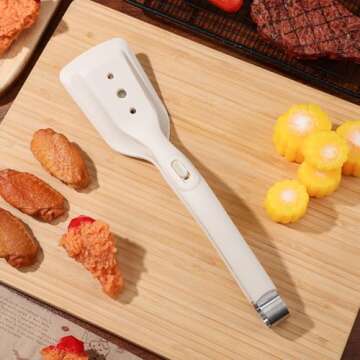 Alipis 2 in 1 Grip and Flip Spatula Tongs Silicone Egg Flipper Tong Bread Pancake Fish French Toast Omelet Making Steak Clamp for Home Kitchen Cooking Tool White