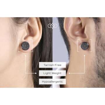 Dazzlingrock Collection Round Black Diamond Diamond Hip Hop Unisex Stud Earring (0.40 ctw, Color Bla...