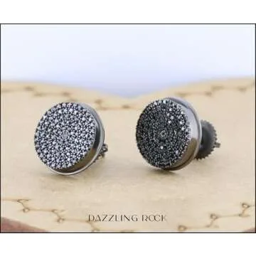 Dazzlingrock Collection Round Black Diamond Diamond Hip Hop Unisex Stud Earring (0.40 ctw, Color Black, Clarity Opaque) in Black Plated 14K Solid White Gold, Screw Back