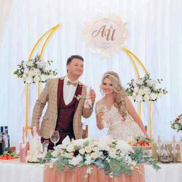 Gold Metal Wedding Arch Stands - Set of 2 for Events