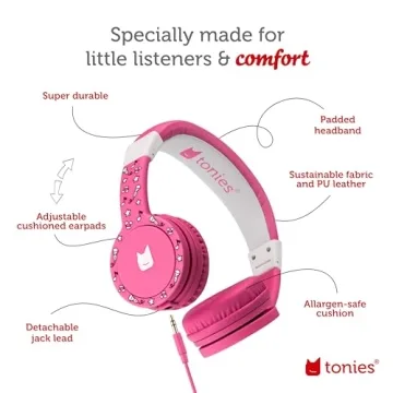 Tonies Foldable Kids Headphones - Volume Limiting and Comfort