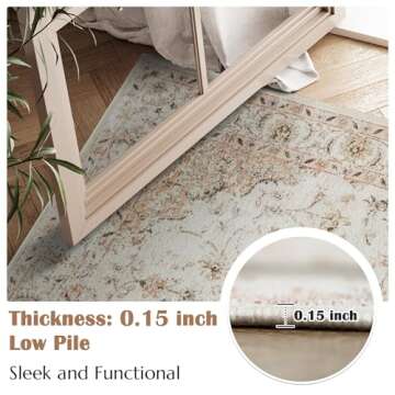 jinchan 5x7 Area Rugs Machine Washable Rug for Bedroom - Stain Resistant Vintage Floral Medallion Ul...