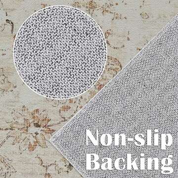 jinchan 5x7 Area Rugs Machine Washable Rug for Bedroom - Stain Resistant Vintage Floral Medallion Ultra-Thin Low Pile Non-Slip Indoor Carpet for Living Room Dining Room Kitchen (5x7ft,Blush)