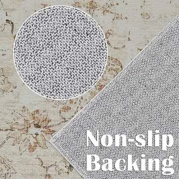 jinchan 5x7 Area Rugs Machine Washable Rug for Bedroom - Stain Resistant Vintage Floral Medallion Ultra-Thin Low Pile Non-Slip Indoor Carpet for Living Room Dining Room Kitchen (5x7ft,Blush)