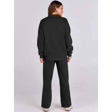 Oversized Zip Up Lounge Set for Women - Black