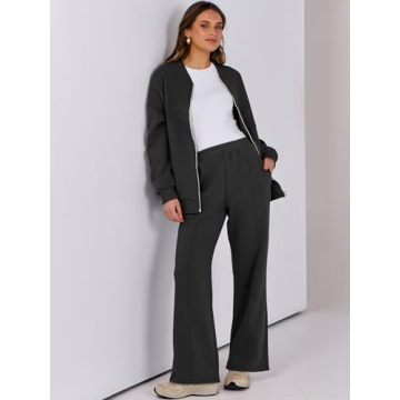 Oversized Zip Up Lounge Set for Women - Black
