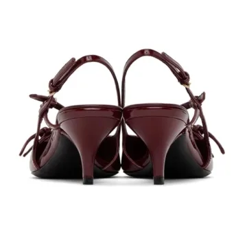 Goolita Pointed Closed Toe Slingback Kitten Heels For Women, Patent Leather Buckle Heeled Sandals Slip On Office Dress Pumps Shoes