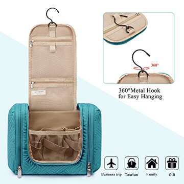 BAGSMART Large Travel Toiletry Bag with Hook and Organizer