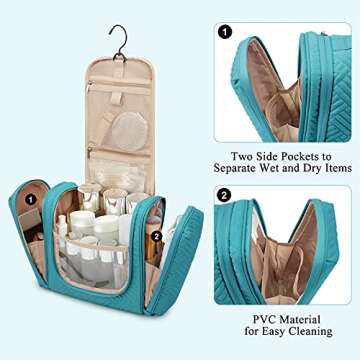 BAGSMART Large Travel Toiletry Bag with Hook and Organizer