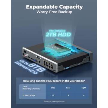 REOLINK 8CH Network Video Recorder for Home Security Camera System, Only Work with 16MP/12MP/4K/8MP/...