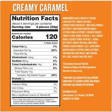 Little Secrets Milk Chocolate Caramel Cookie Bars | 8 Minis | Made in Europe | Nothing Artificial & No Sugar Alcohols | Sustainable Cocoa | 3.4 Ounce, Pack of 1