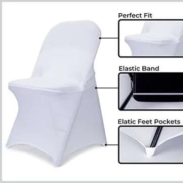 Babenest Spandex Folding Chair Covers - 30PCS Upgraded Universal Stretch Washable Fitted Chair Slipcovers Protector for Wedding, Holidays, Banquet, Party, Celebration (White)