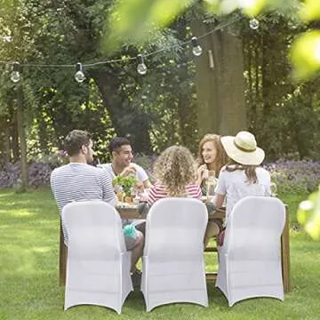 Babenest Spandex Folding Chair Covers - 30PCS Upgraded Universal Stretch Washable Fitted Chair Slipcovers Protector for Wedding, Holidays, Banquet, Party, Celebration (White)