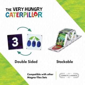 CreateOn Magna-Tiles The Very Hungry Caterpillar Toys, Magnetic Building Toys from The World of Eric Carle Books, Educational Magnetic Tiles Toys for Ages 3+, 16 Pieces