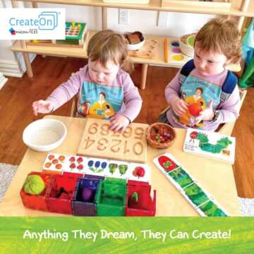 CreateOn Magna-Tiles The Very Hungry Caterpillar Toys, Magnetic Building Toys from The World of Eric Carle Books, Educational Magnetic Tiles Toys for Ages 3+, 16 Pieces