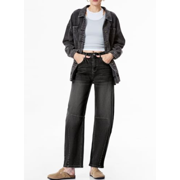 Sidefeel Women's Barrel Jeans Comfortable Vintage Style