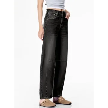 Sidefeel Women's Barrel Jeans Comfortable Vintage Style