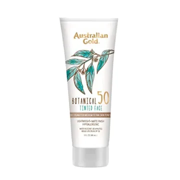 Australian Gold Botanical SPF 50 Tinted Mineral Sunscreen for Face, Non-Chemical BB Cream, Water-Res...