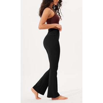 ODODOS Women's High Waisted Bootcut Yoga Pants Tummy Control Non See Through Bootleg Gym Workout Pants with Inner Pocket-29 Inseam, Black, Medium