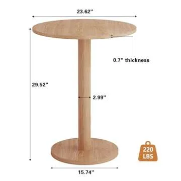 YMXLTD Small Round Dining Table for 1-2, Boho Circle Dining Table Breakfast Table, Circular Tulip Ta...