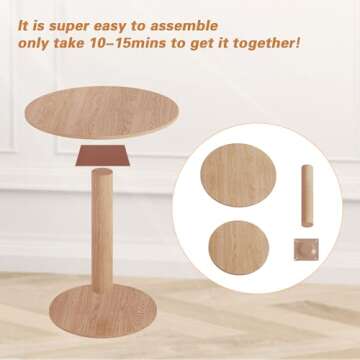 YMXLTD Small Round Dining Table for 1-2, Boho Circle Dining Table Breakfast Table, Circular Tulip Table Casual Coffee Table, Round Dining Room Table for Corner,Small Spaces,Kitchen,Apartment