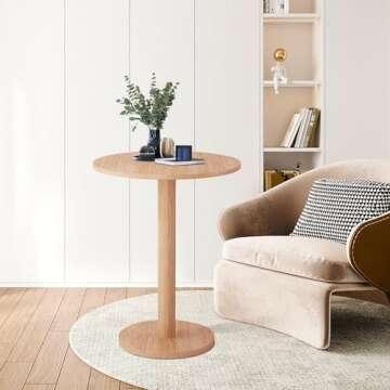 YMXLTD Small Round Dining Table for 1-2, Boho Circle Dining Table Breakfast Table, Circular Tulip Table Casual Coffee Table, Round Dining Room Table for Corner,Small Spaces,Kitchen,Apartment