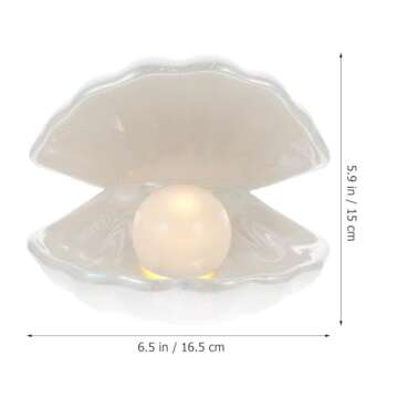IMIKEYA Ceramic Shell Pearl Light, White LED Clam with Pearl Light in Shell Lamp for Tabletop Decoration, Souvenir, Birthday Gift