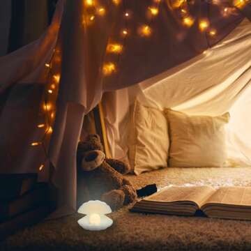 IMIKEYA Ceramic Shell Pearl Light, White LED Clam with Pearl Light in Shell Lamp for Tabletop Decoration, Souvenir, Birthday Gift