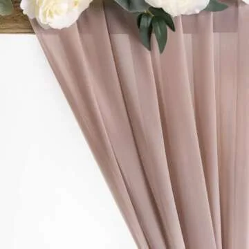 Dusty Rose 10 Yards 60" Wide Sheer Fabric Chiffon Fabric by The Yard Continuous Solid Color Draping Fabric for Wedding Party Backdrop