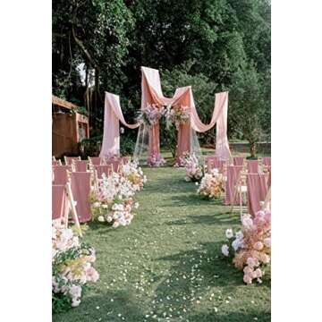 Dusty Rose 10 Yards 60" Wide Sheer Fabric Chiffon Fabric by The Yard Continuous Solid Color Draping Fabric for Wedding Party Backdrop