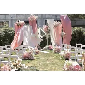 Dusty Rose 10 Yards 60" Wide Sheer Fabric Chiffon Fabric by The Yard Continuous Solid Color Draping Fabric for Wedding Party Backdrop