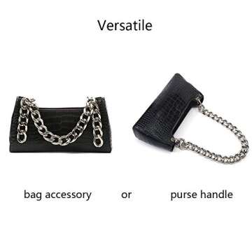 Xiazw DIY Heavy Chunky Aluminum Metal Purse Handle Bag Chain Charms Strap Replacement Handbag Accessories Decoration (Silver)