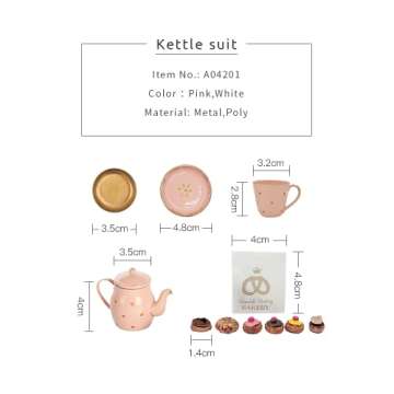 Aizulhomey Metal Miniature Dollhouse Furniture Tea Pot Set 7 Pcs Size Suitable for 1:6 Scale Dollhou...