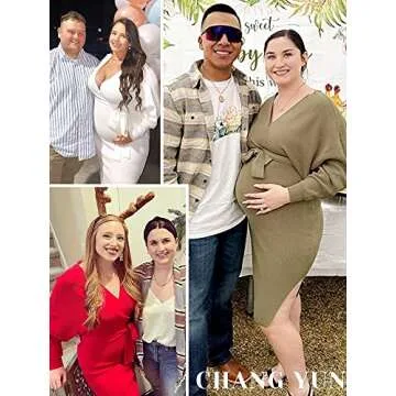 Chang Yun Maternity Nursing Dress Sweater Dress for Women Wedding Guest Dress Baby Shower Maternity Photoshoot Outfits Pink