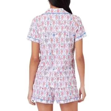 HMPEAIIY Womens Henley Pajamas Set 2 Piece Long Sleeve Monkey Print Lounge Sets Preppy Sleepwear Pjs for Bridal Party, Holiday & Travel Outfit(Hamptons, Small)